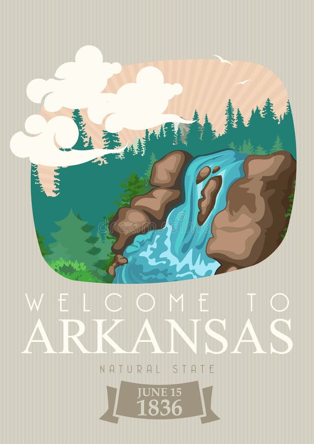 Bannière américaine de voyage de l'Arkansas État naturel illustration stock Bannière américaine de voyage de l'Arkansas État naturel illustration stock