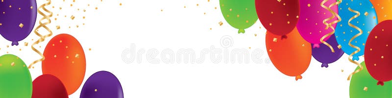 Bannière blanche de célébration de ruban de confettis de ballon