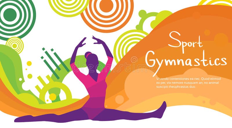 Bannière colorée de Twine Sport Competition d'athlète artistique de gymnastique