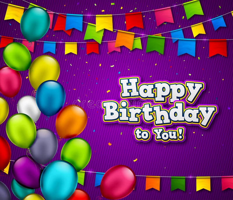 Bannière d'anniversaire de vecteur avec des confettis et des ballons multicolores Fond de célébration avec le titre de joyeux ann illustration de vecteur Bannière d'anniversaire de vecteur avec des confettis et des ballons multicolores Fond de célébration avec le titre de joyeux ann illustration de vecteur