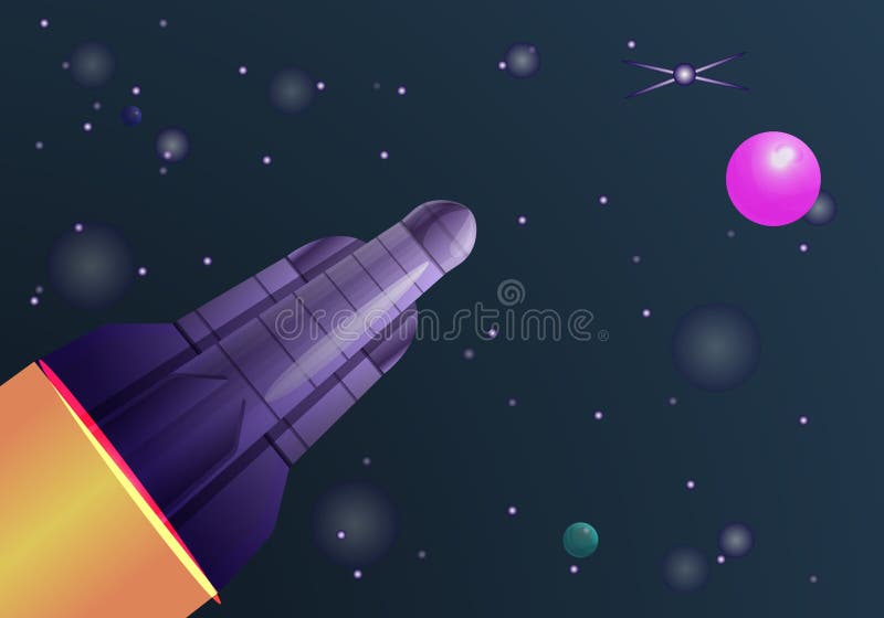 Bannière de concept de mouche de fusée d'espace, style de bande dessinée illustration stock Bannière de concept de mouche de fusée d'espace, style de bande dessinée illustration stock