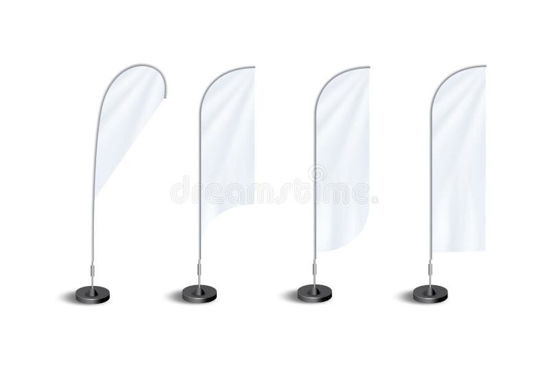 Bannière de drapeau en plumes affichage simuler isolé sur fond blanc. modèle de modèle vide standard couleur 3d réaliste et détaillé pour le rendu 3d commercial.