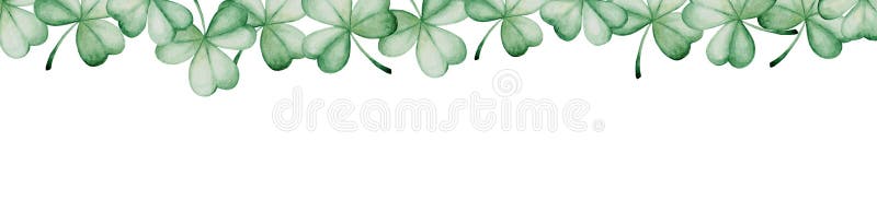 Bannière de jour du ` s de St Patrick d'aquarelle Ornement de trèfle Pour la conception, la copie ou le fond illustration stock