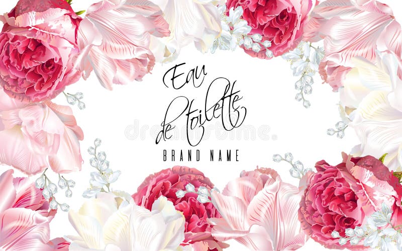 Bannière de parfum de tulipe de Rose illustration stock Bannière de parfum de tulipe de Rose illustration stock