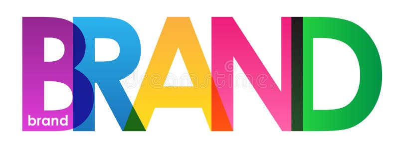 BRAND colorful overlapping semi-transparent letters banner. Blue, orange, green and yellow palette. Vector. BRAND colorful overlapping semi-transparent letters banner. Blue, orange, green and yellow palette. Vector.