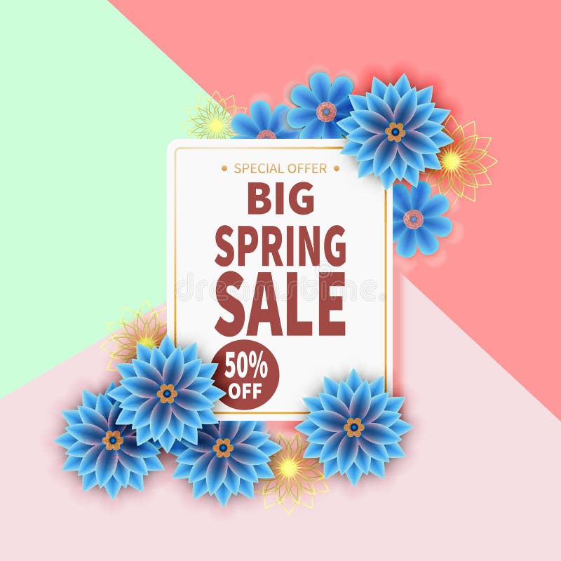 Bannière de vente de ressort avec la fleur colorée illustration de vecteur Bannière de vente de ressort avec la fleur colorée illustration de vecteur