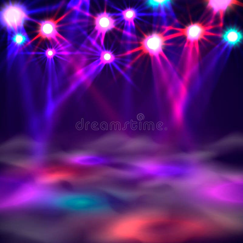 Bannière, lumière et fumée de piste de danse sur l'étape illustration libre de droits Bannière, lumière et fumée de piste de danse sur l'étape illustration libre de droits