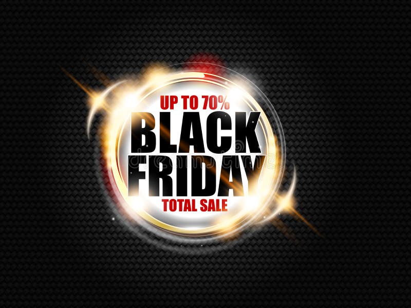 Bannière noire de vente de total de vendredi sur le fond foncé de carbone illustration libre de droits Bannière noire de vente de total de vendredi sur le fond foncé de carbone illustration libre de droits