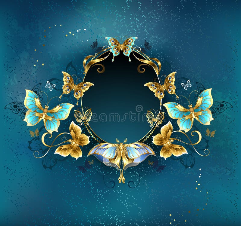 Bannière ovale avec les papillons luxueux illustration stock Bannière ovale avec les papillons luxueux illustration stock