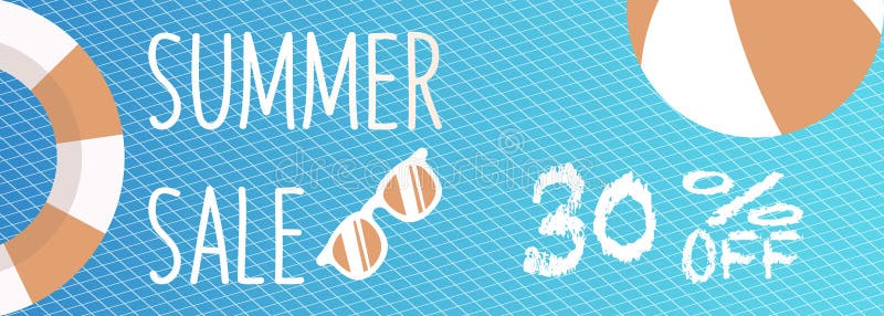 Banner for Summer sale discount. with summer related items in the background. Banner for Summer sale discount. with summer related items in the background.