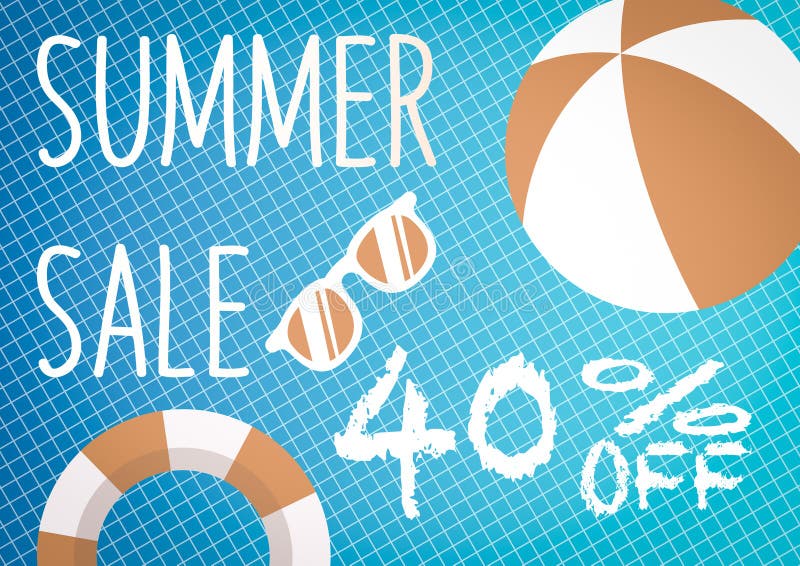 Banner for Summer sale discount. with summer related items in the background. Banner for Summer sale discount. with summer related items in the background.