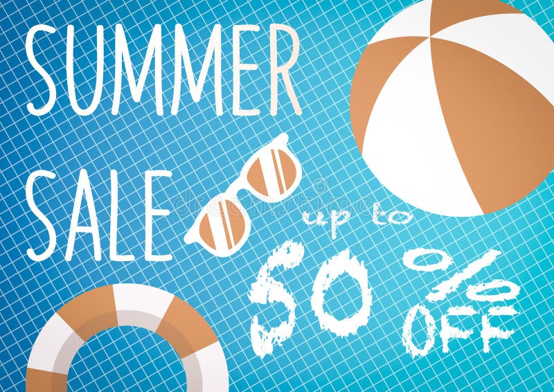 Banner for Summer sale discount. with summer related items in the background. Banner for Summer sale discount. with summer related items in the background.