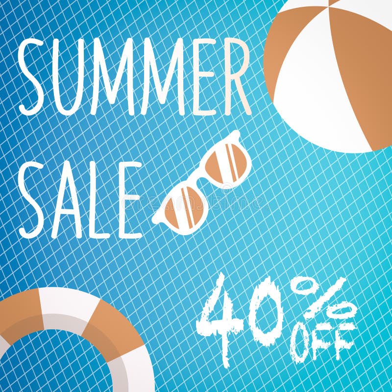 Banner for Summer sale discount. with summer related items in the background. Banner for Summer sale discount. with summer related items in the background.