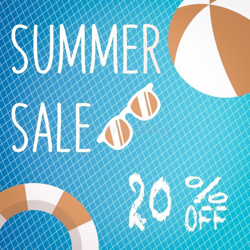 Banner for Summer sale discount. with summer related items in the background. Banner for Summer sale discount. with summer related items in the background.