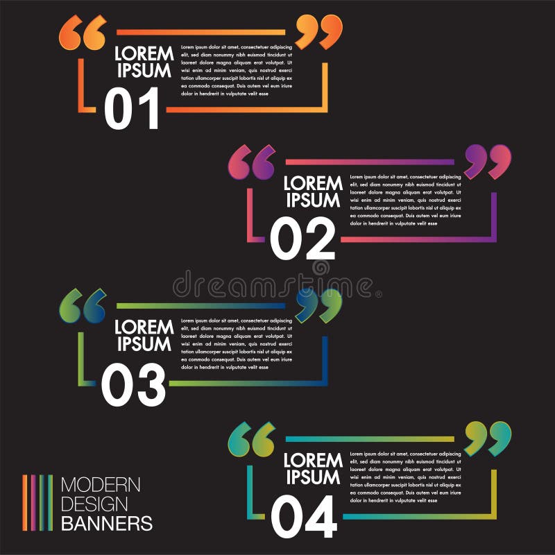 Bannières colorées de la parole du cadre de boîte de citation réglé sur le fond noir Bo?tes des textes Bulle de citation de boîte illustration stock Bannières colorées de la parole du cadre de boîte de citation réglé sur le fond noir Bo?tes des textes Bulle de citation de boîte illustration stock
