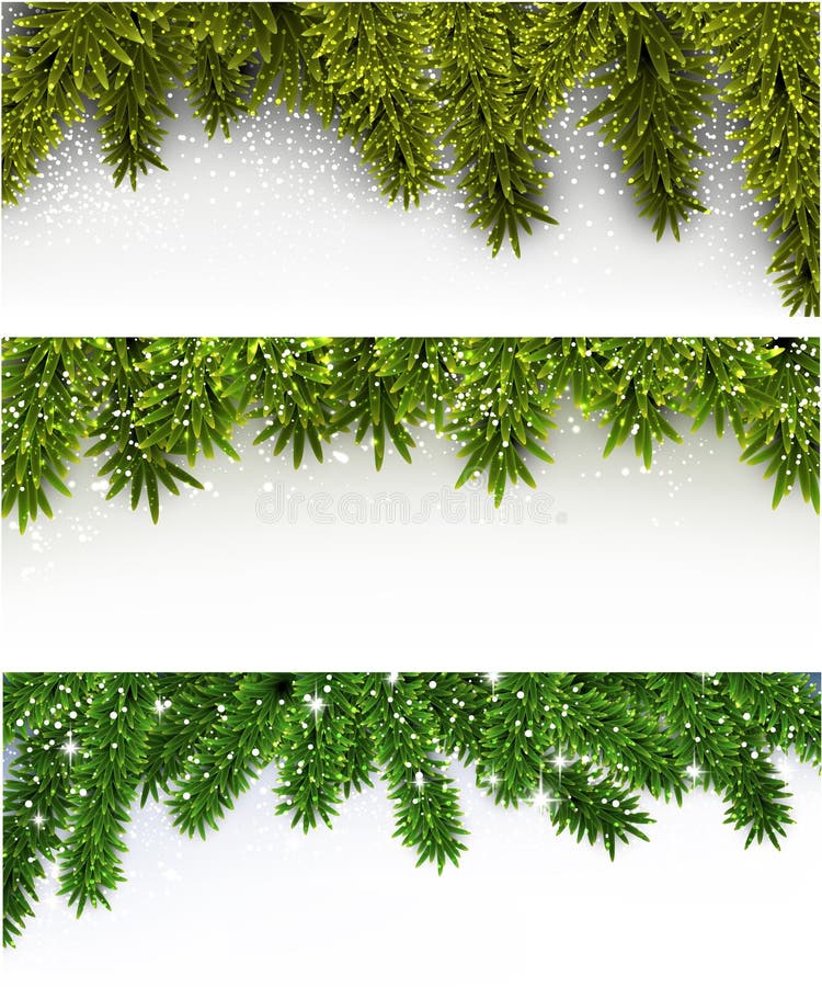 Bannières de Noël avec les branches impeccables illustration libre de droits Bannières de Noël avec les branches impeccables illustration libre de droits