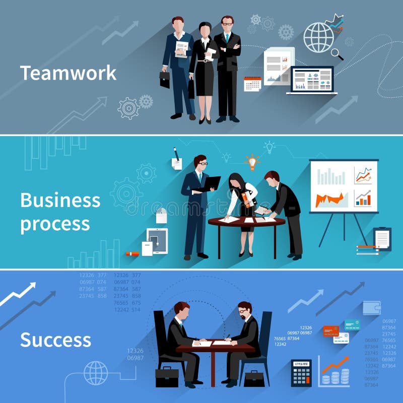 Bannières de travail d'équipe réglées illustration stock Bannières de travail d'équipe réglées illustration stock