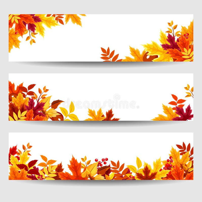 Bannières de vecteur avec les feuilles d'automne colorées illustration stock