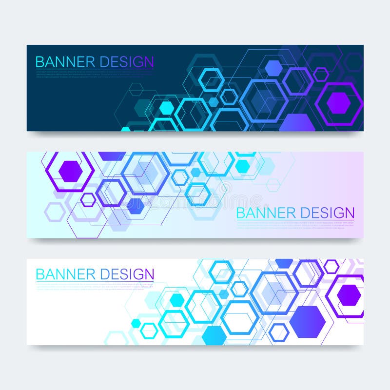 Bannières de vecteur réglées avec le fond d'hexagones Fond de pointe de technologie numérique et d'ingénierie Télécom de Digital illustration stock Bannières de vecteur réglées avec le fond d'hexagones Fond de pointe de technologie numérique et d'ingénierie Télécom de Digital illustration stock