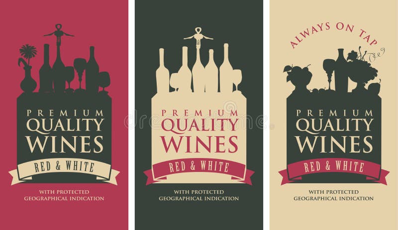 Set of vector banners for liquor store with the silhouette of a still life from wine bottles. Set of vector banners for liquor store with the silhouette of a still life from wine bottles