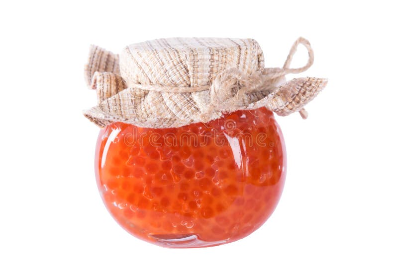 Banque de caviar rouge sur un blanc photographie stock Banque de caviar rouge sur un blanc photographie stock