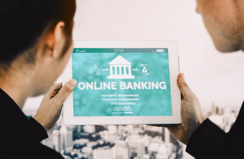 Banque en ligne pour la technologie numérique argent uds photo stock