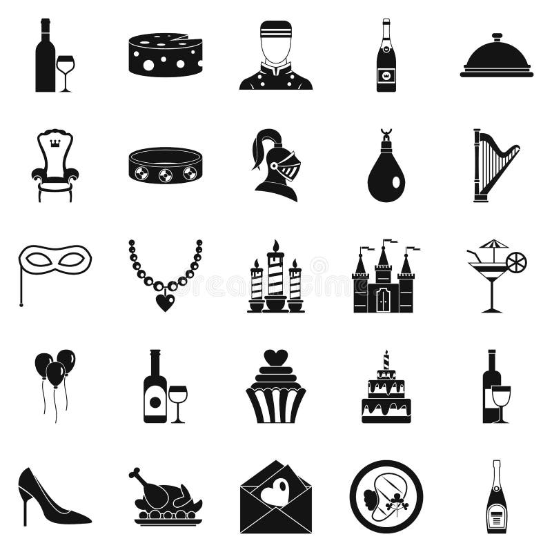 Banquet Hall Icons Set, Simple Style Stock Vector - Illustration of ...