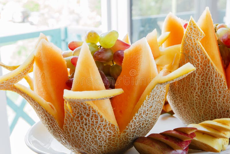 Banquet Sliced Fruit on a Plate Dessert Restaurant Stock Photo Image