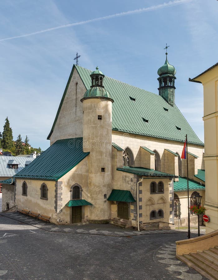 Kostol svätej Kataríny a radnica v Banskej Štiavnici na Slovensku.