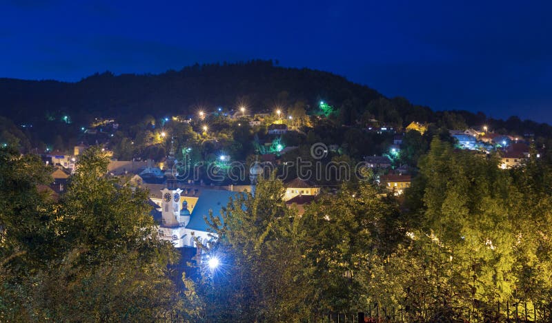 Banska Stiavnica night townscape, Slovakia