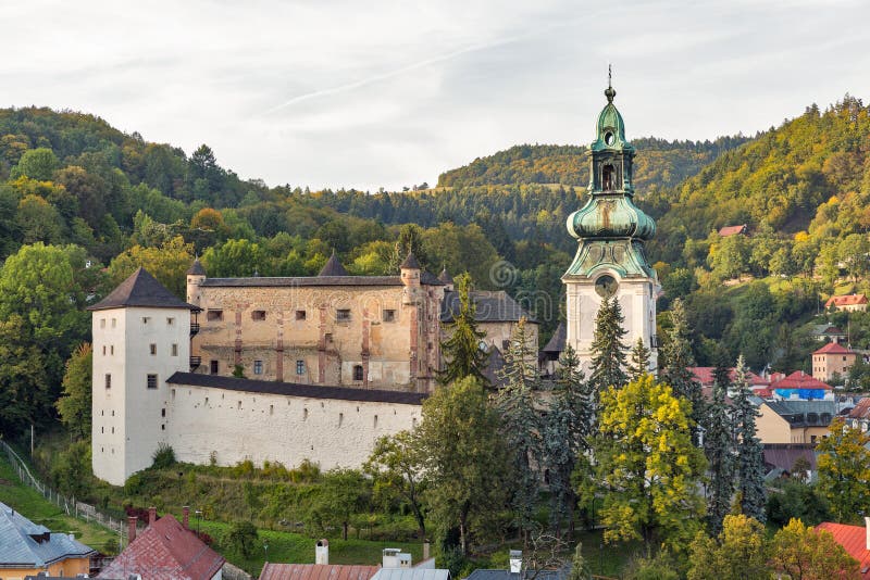 Banska Stiavnica townscape in Slovakia.