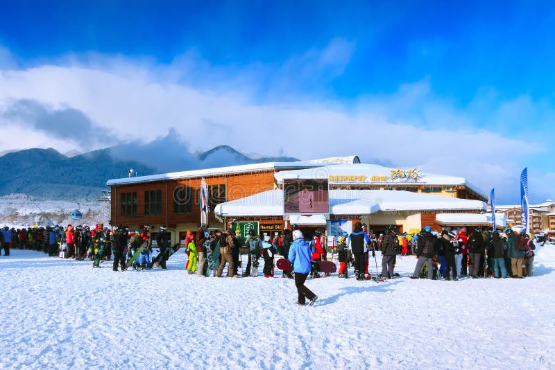 Bansko narty stacja, wagonu kolei linowej dźwignięcie, Bułgaria fotografia royalty free