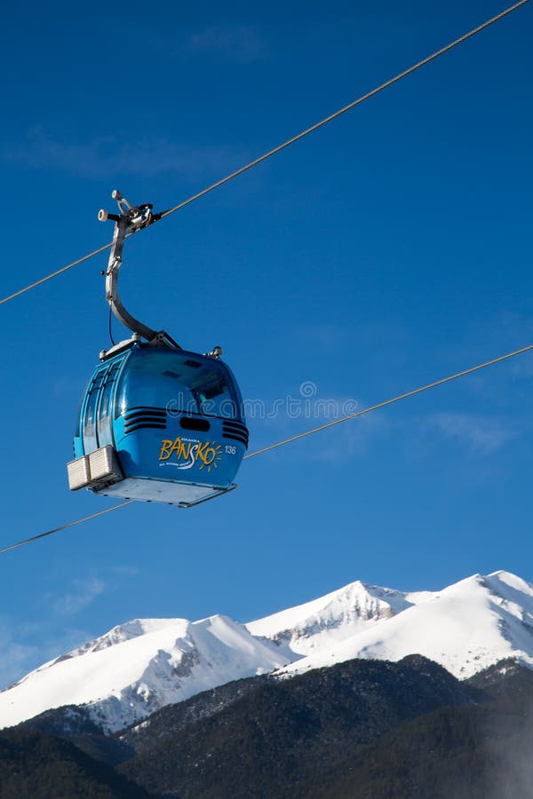 Bansko wagonu kolei linowej kabina, Bułgaria obraz stock