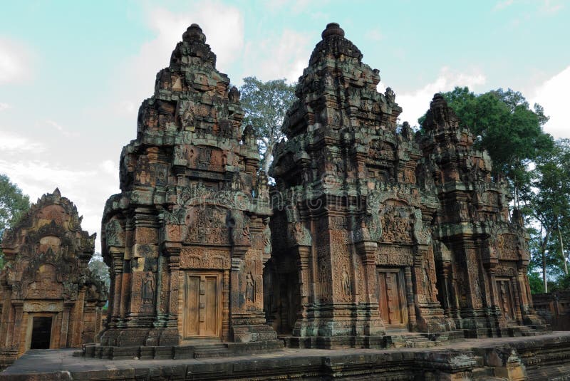 Temple facade, Banteay Srei, Angkor, Cambodia. Temple facade, Banteay Srei, Angkor, Cambodia