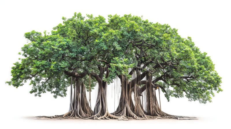 Banyan tree isolated on white background stock photo