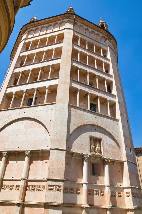 Baptistery. Parma. Emilia-Romagna. Italy. Stock Photo - Image of frieze