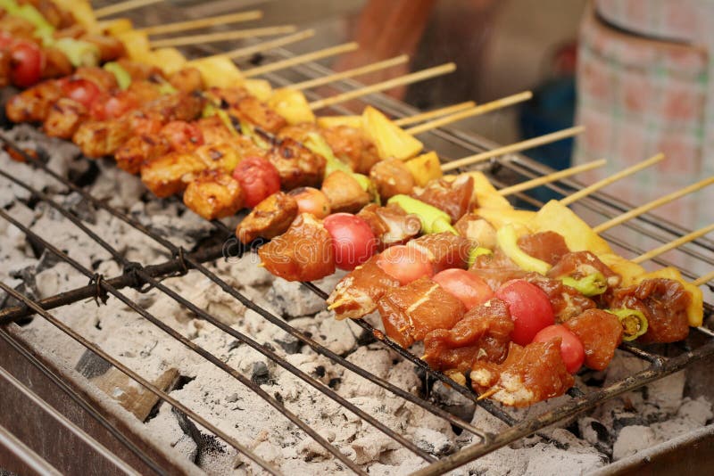 BarBQ or BBQ Grill of Meat at the Market Stock Photo Image of