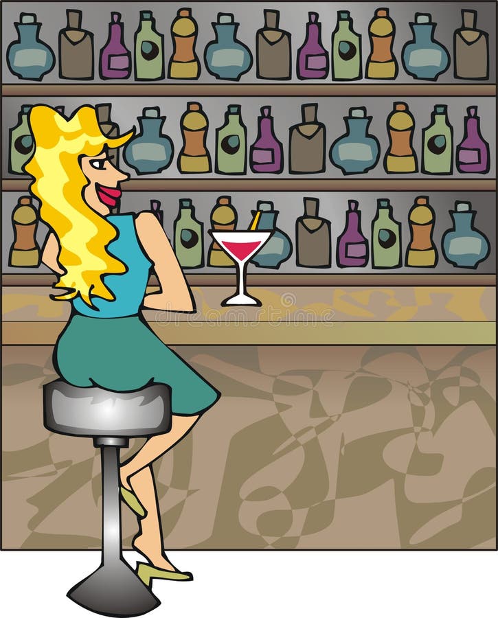 Bar with a blond girl