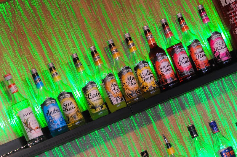 Bar bottles editorial photo. Image of bottle, alcohol 55517751