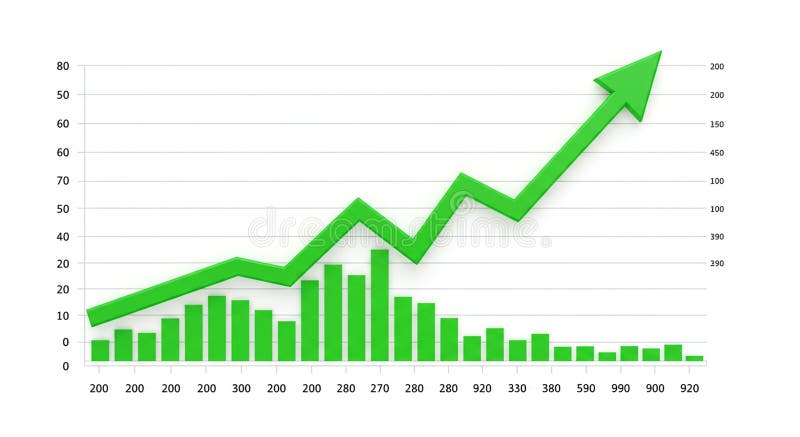 Bar chart and line graph illustrating data values between 200 and 920 on the x-axis. vector illustration