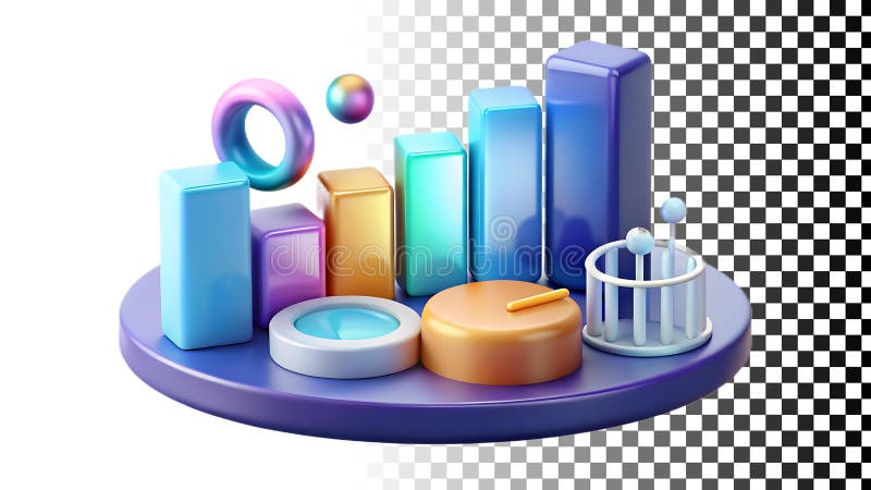 Bar chart with swirl, data visualization and abstract analytics png transparent image Generative AI royalty free illustration