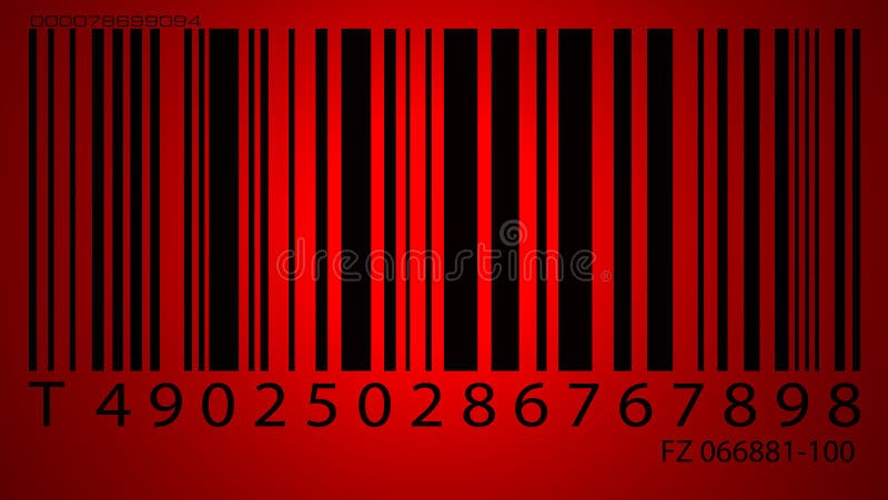 Bar code label in red light,2D digital art
