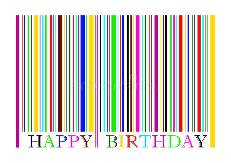 Bar Code with Colors and Text HAPPY BIRTHDAY Stock Vector