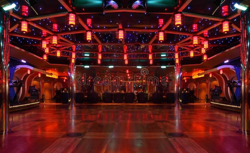 Bar and dance pavilion at liner Costa Luminosa stock photos Bar and dance pavilion at liner Costa Luminosa stock photos