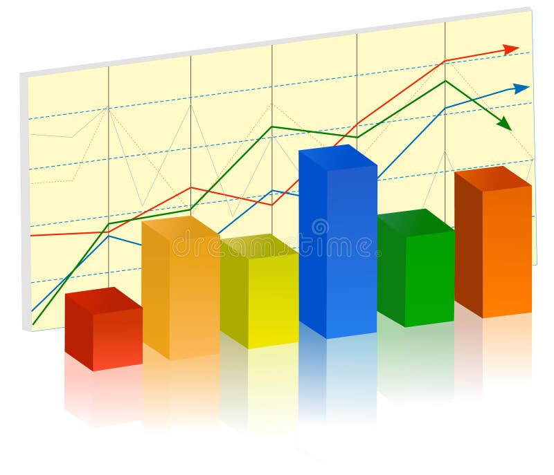 Bar graph on white background, vector illustration