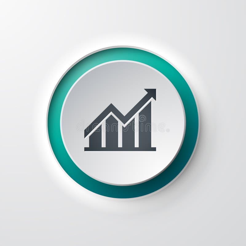 Bar Graph Up web icon push button vector illustration