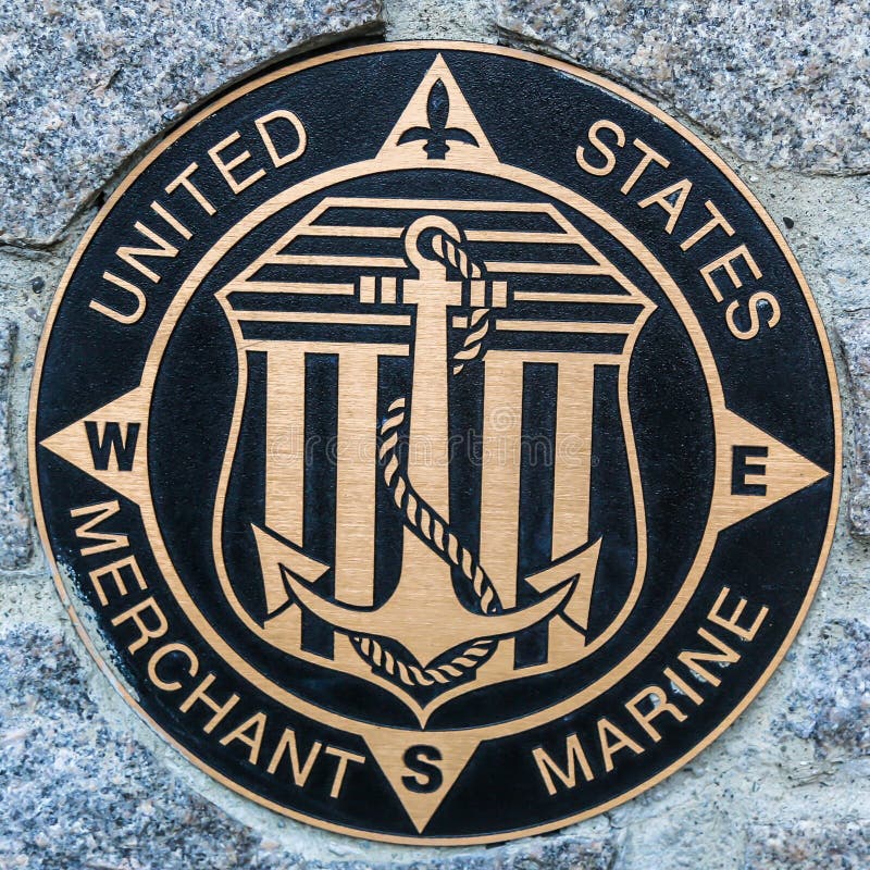United States Merchant Marine logo on the monument dedicated to members of the army forces served to their country in Bar Harbor
