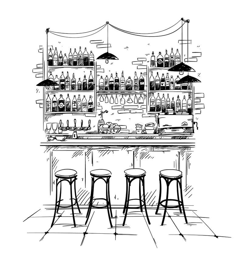 Linear Interior Sketch Of Cafe Royalty Free SVG, Cliparts, Vectors, and  Stock Illustration. Image 37927140.