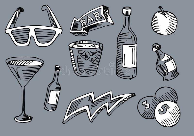 Bar, kawa, napój i strzała w arte ustawiającym wewnątrz, ilustracja wektor Bar, kawa, napój i strzała w arte ustawiającym wewnątrz, ilustracja wektor
