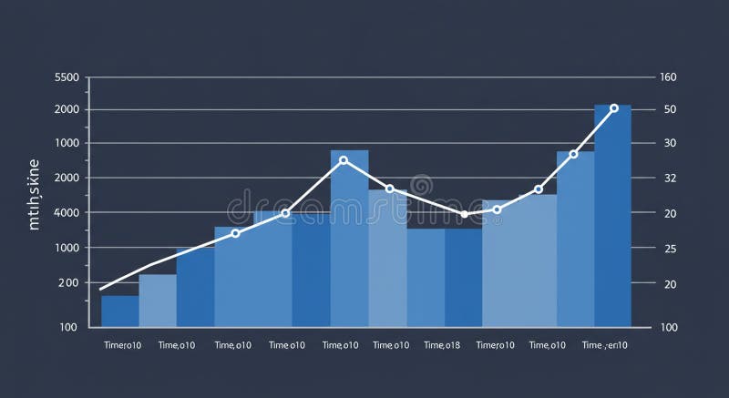 Bar and line graph illustrating data over time. The x-axis represents different time stock illustration